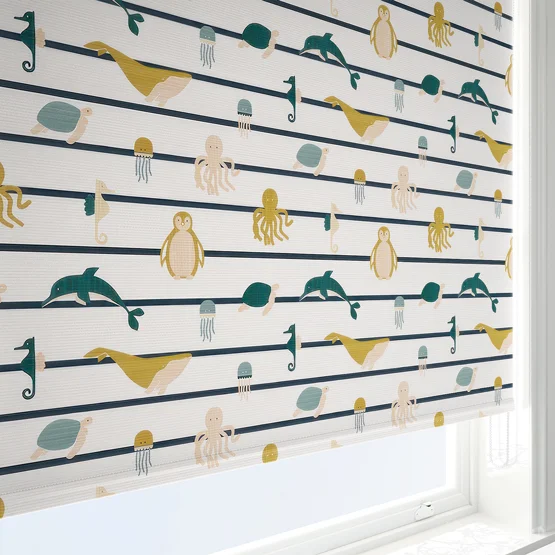 Sonova Studio Ocean Stripe Teal and Ochre roller
