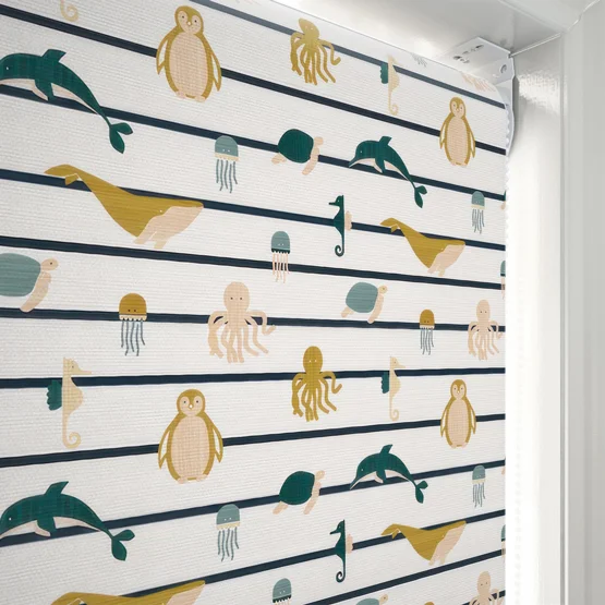 Sonova Studio Ocean Stripe Teal and Ochre roller