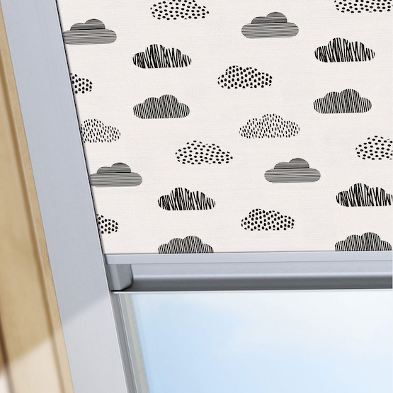 Sonova Studio Doodle Clouds Monochrome roof_blind