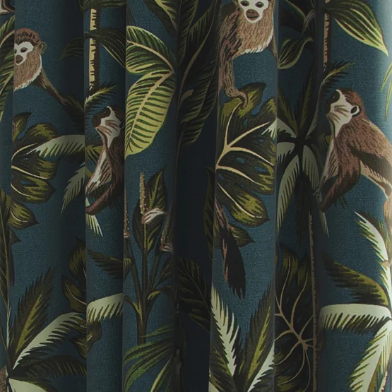 Monkey Teal curtain