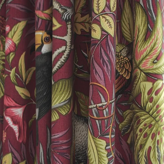 Rainforest Cranberry curtain