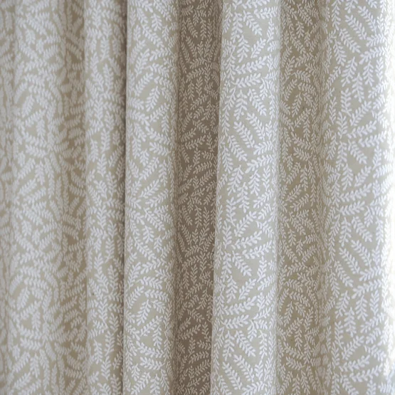 Ficus Leaf Natural Linen curtain