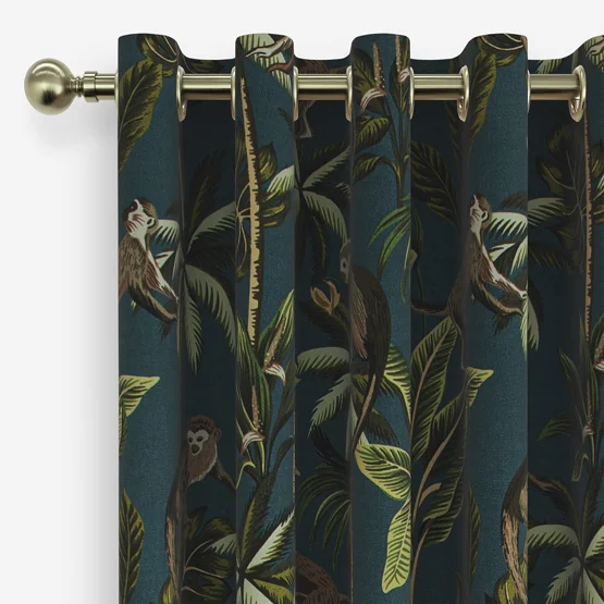 Monkey Teal curtain