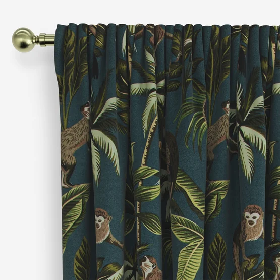 Monkey Teal curtain