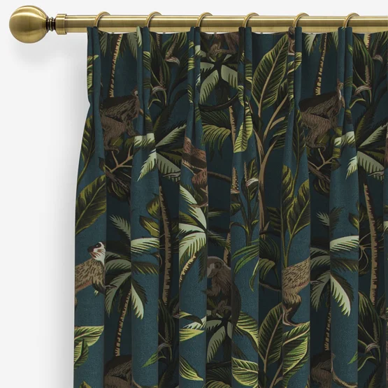 Monkey Teal curtain