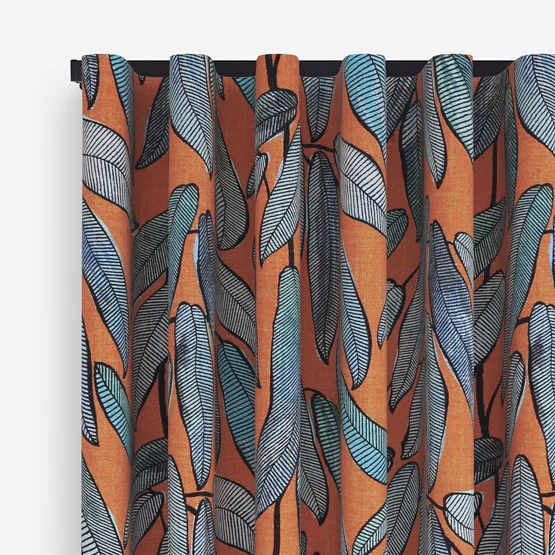 Edinburgh Weavers Tropical Leaf Tangerine curtain