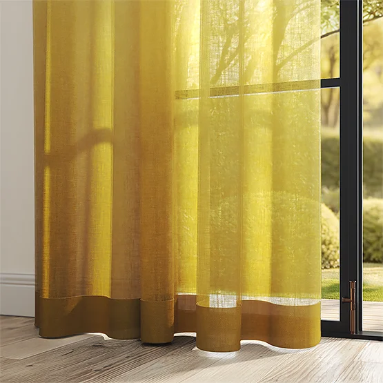 Casamance Winona White Moutarde curtain