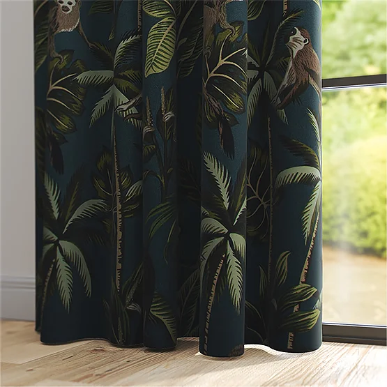 Monkey Teal curtain