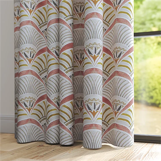 Afro Deco Blush & Olive curtain