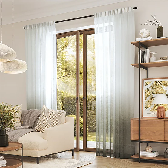 Casamance Winona White Anthracite curtain