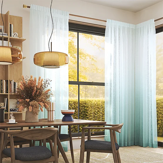 Casamance Winona White Celadon curtain