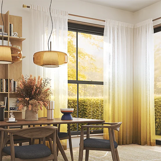 Casamance Winona White Moutarde curtain