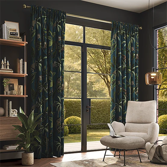 Monkey Teal curtain