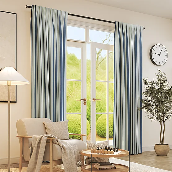 Seaton Stripe Navy curtain