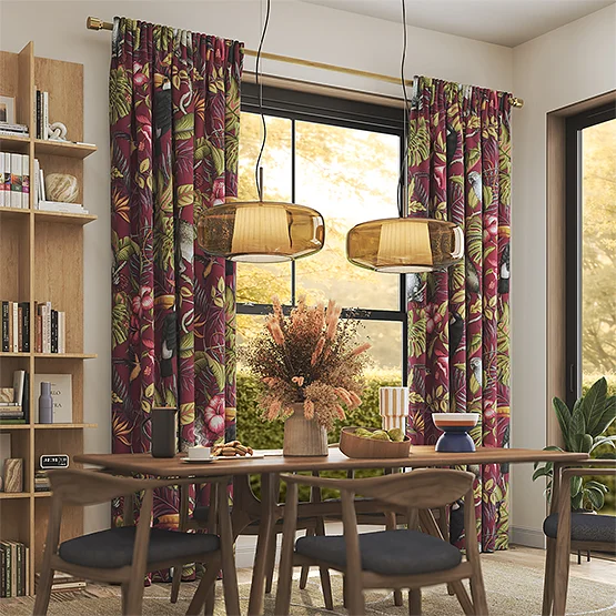 Rainforest Cranberry curtain
