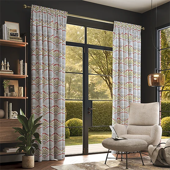 Afro Deco Blush & Olive curtain