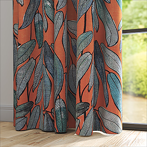 Edinburgh Weavers Tropical Leaf Tangerine Curtain