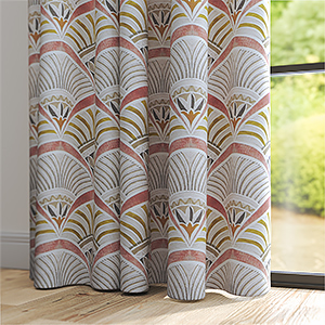 Afro Deco Blush & Olive Curtain