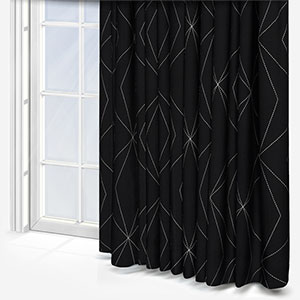 Tissus Berlin Art Gris Sur Fond Noir Curtain