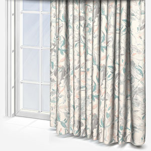 Colina Leaf Blush & Teal Curtain