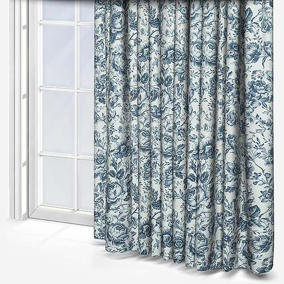 Camengo Celestine Tissu Bleu Encre Curtain