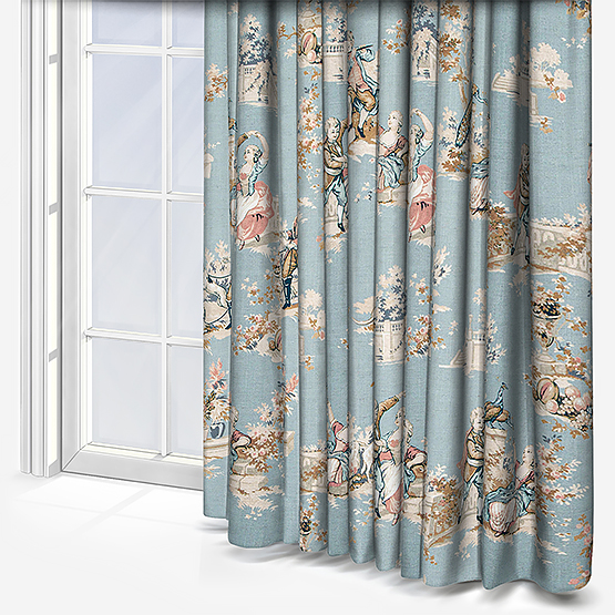 Camengo Gavotte Tissu Bleu Doux Curtain