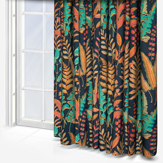 Bracken Embroidery Russet and Aqua Curtain