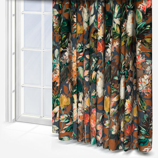 Lilium Velvet Russte and Noir Curtain