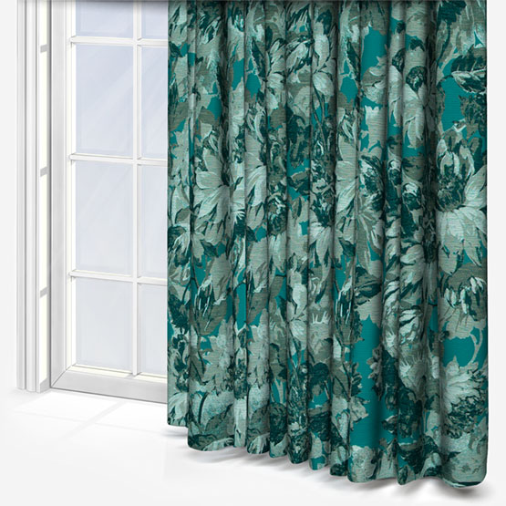 Clarke & Clarke Sunforest Jacquard Peacock curtain