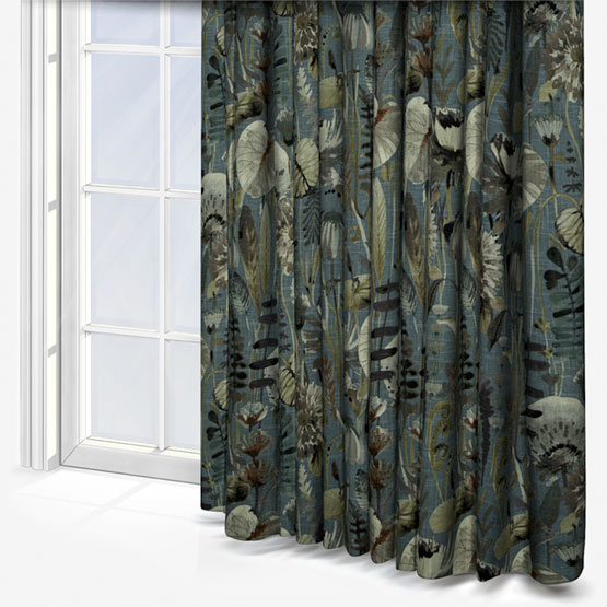 Edinburgh Weavers Zebedee Teal curtain