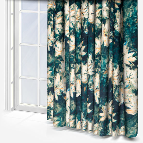 Fibre Naturelle Waterlily Navy curtain