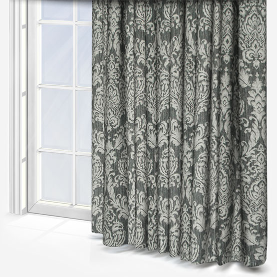 Classic Damask Charcoal Curtain