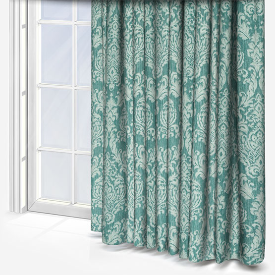 Classic Damask Teal Curtain