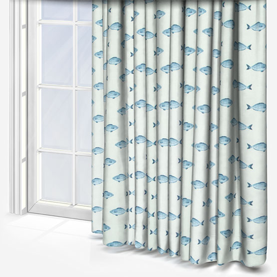 Fryetts Pesce Blue curtain