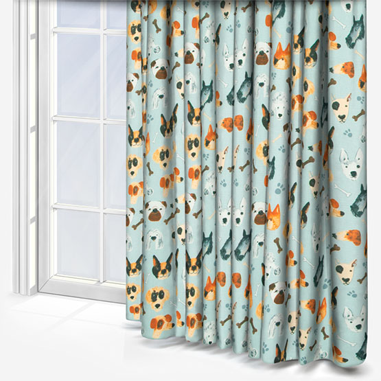 Portrait Pups Seafoam Curtain