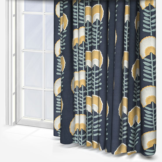 Scandi Floral Ochre Curtain