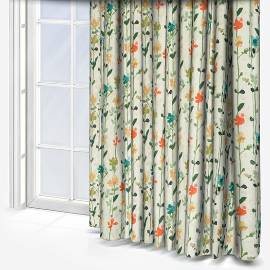 Woodland Floral Green Curtain
