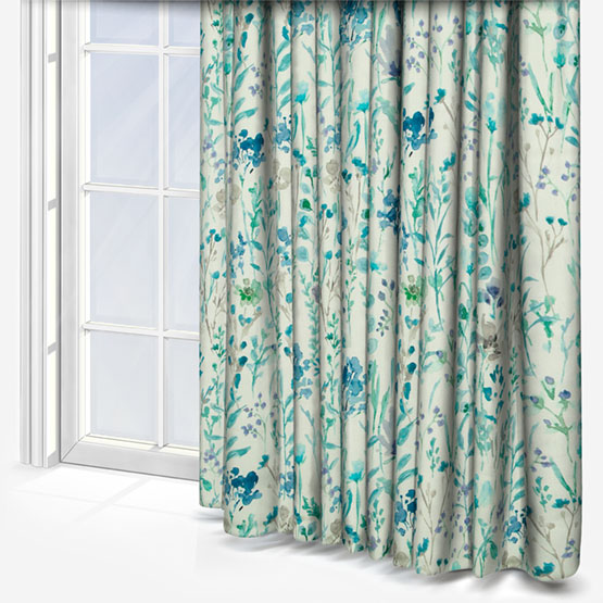 Wild Flowers Cobalt Curtain