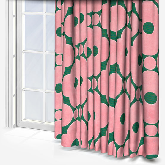 Orla Kiely Velvet Spot Flower Jade curtain