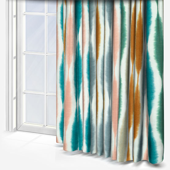 Scion Usuko Olive Ginger and Teal Curtain