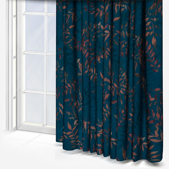 Sonova Studio Kaleidoscope Leaves Blue Rust Curtain