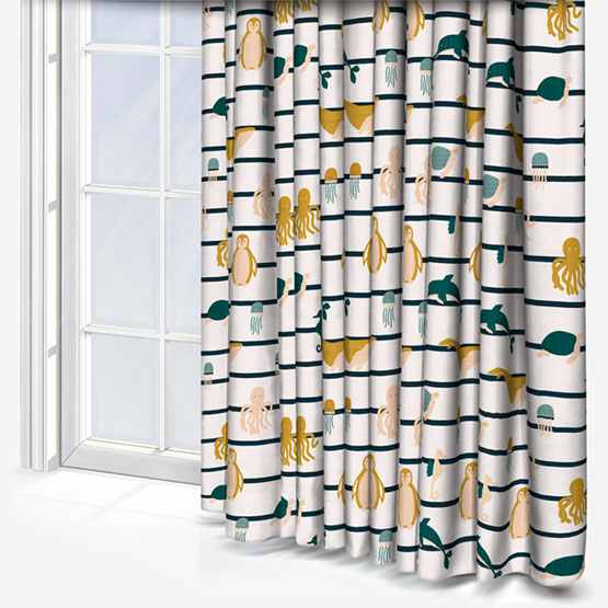 Sonova Studio Ocean Stripe Teal and Ochre curtain