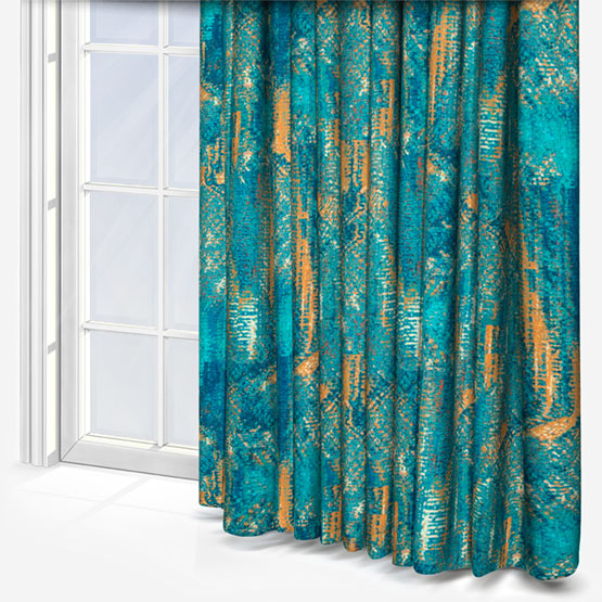 Hillcrest Velvet Teal and Spice Curtain