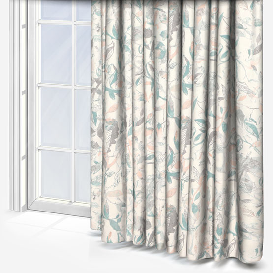 Touched By Design Colina Leaf Blush & Teal curtain