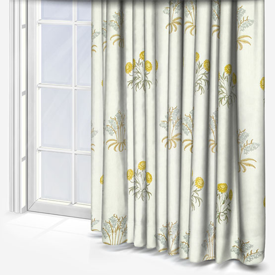 William Morris At Home Lily Flower Embroidery Ochre Curtain