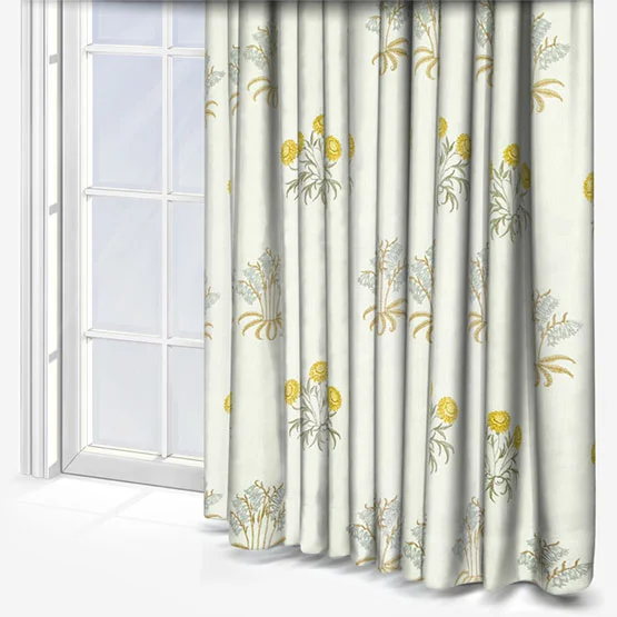 William Morris At Home Lily Flower Embroidery Ochre curtain