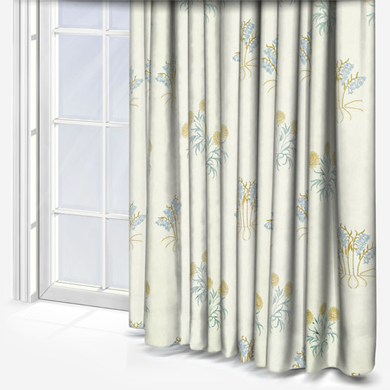 William Morris At Home Lily Flower Embroidery Woad Curtain