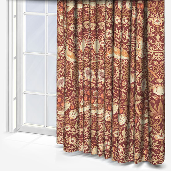 William Morris At Home Strawberry Thief Madder Curtain