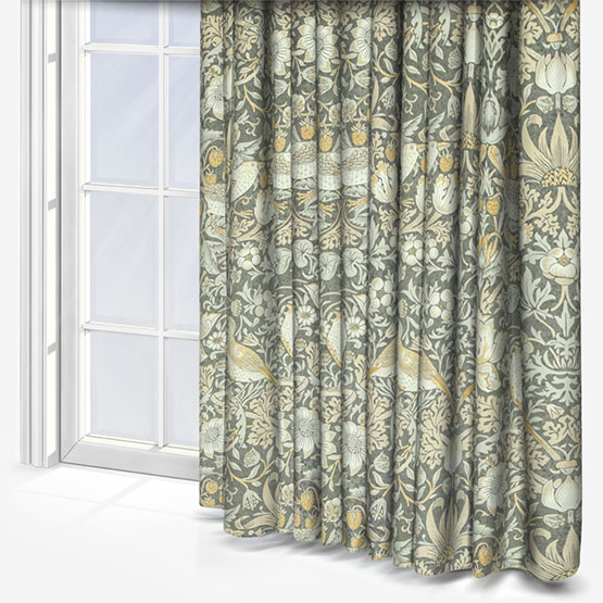 William Morris At Home Strawberry Thief Velvet Flint Curtain