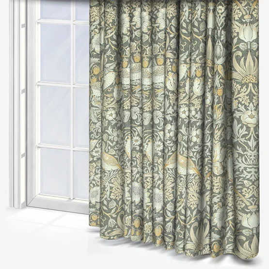William Morris At Home Strawberry Thief Velvet Flint curtain